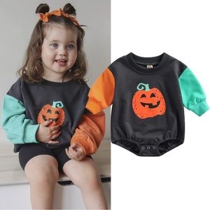 Baby Boy Girl Clothes Sweatshirt Hoodie Halloween Fall Pumpkin Romper NEW